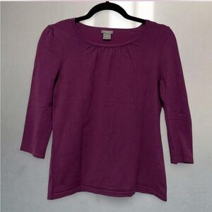 Ann Taylor Rich Plum 3/4 Sleeve Top